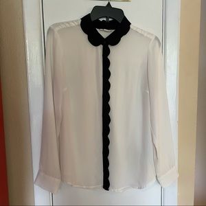 Maison Jules Scallop Trim Blouse